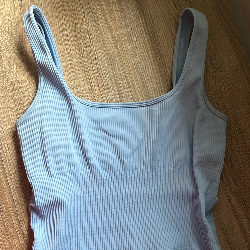 Light Blue Ribbed Women's bodysuit
